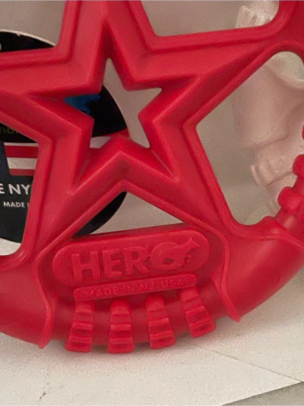 2 Dog Herc Star Ring Durable Dog Toy - Red & White 6”